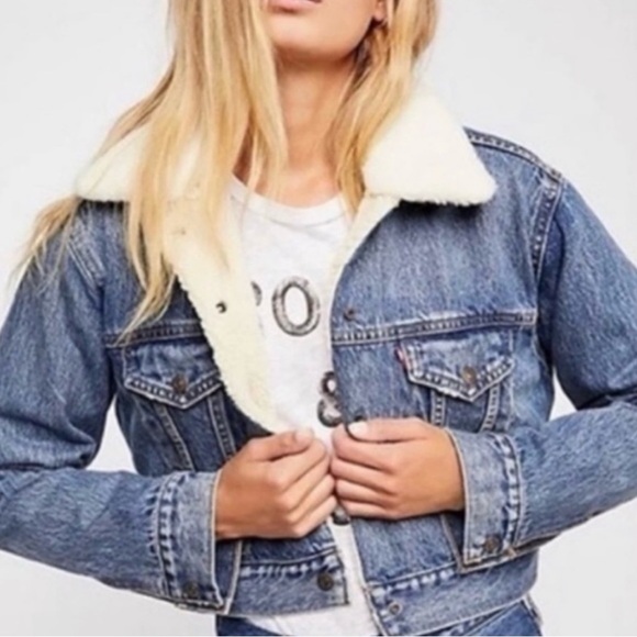 Zara Authentic Denim by TRF Sherpa Lined Trucker Denim Jacket Iconic Faux Fur - Picture 1 of 10